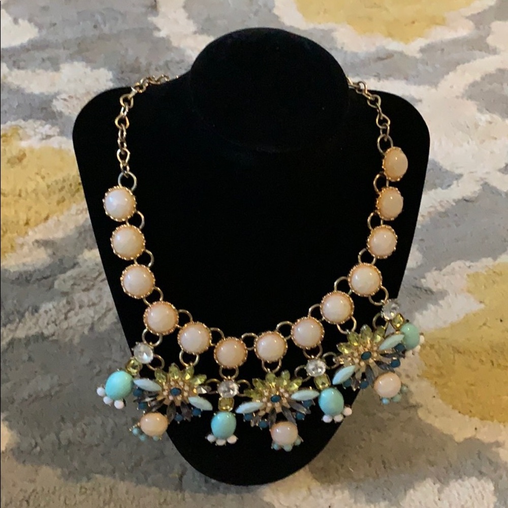 Heavy statement piece necklace pink/turquoise